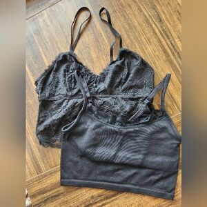 Aerie Black Longline Bralettes (Set of 2) - Size Medium